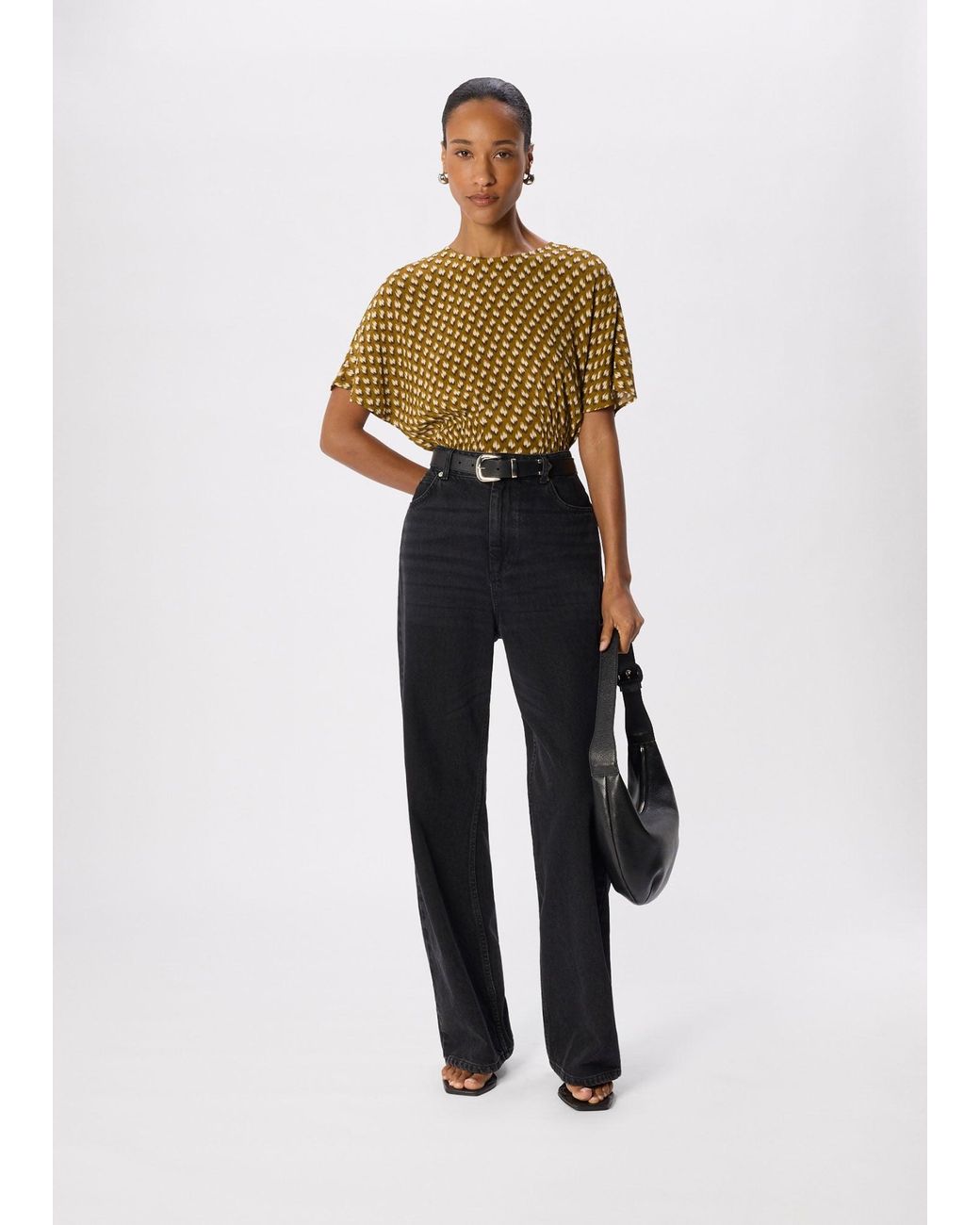 Whistles Multicolor Ikat Spot Shirred Blouse