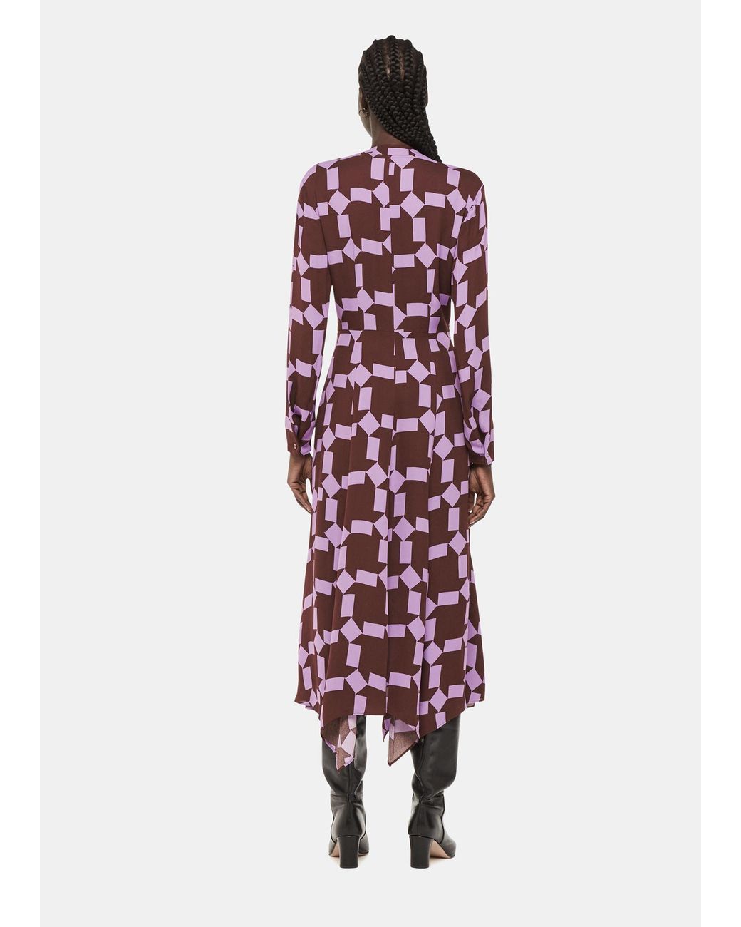 Whistles Red Spun Check Midi Dress