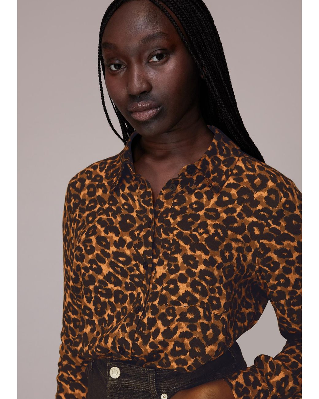 Whistles Brown Classic Leopard Print Shirt