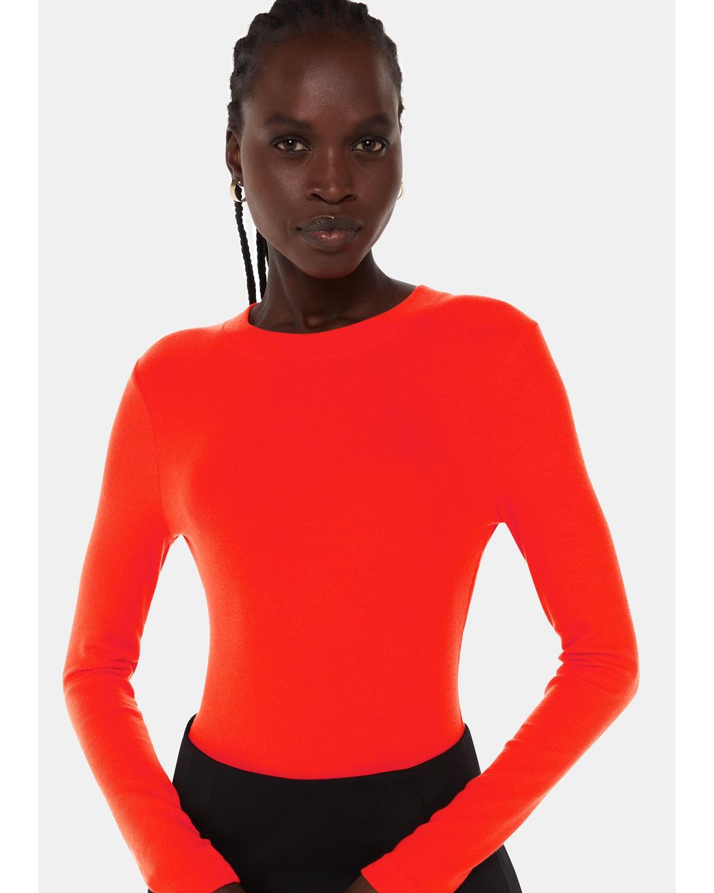 Whistles Red Essential Ribbed Crew Neck