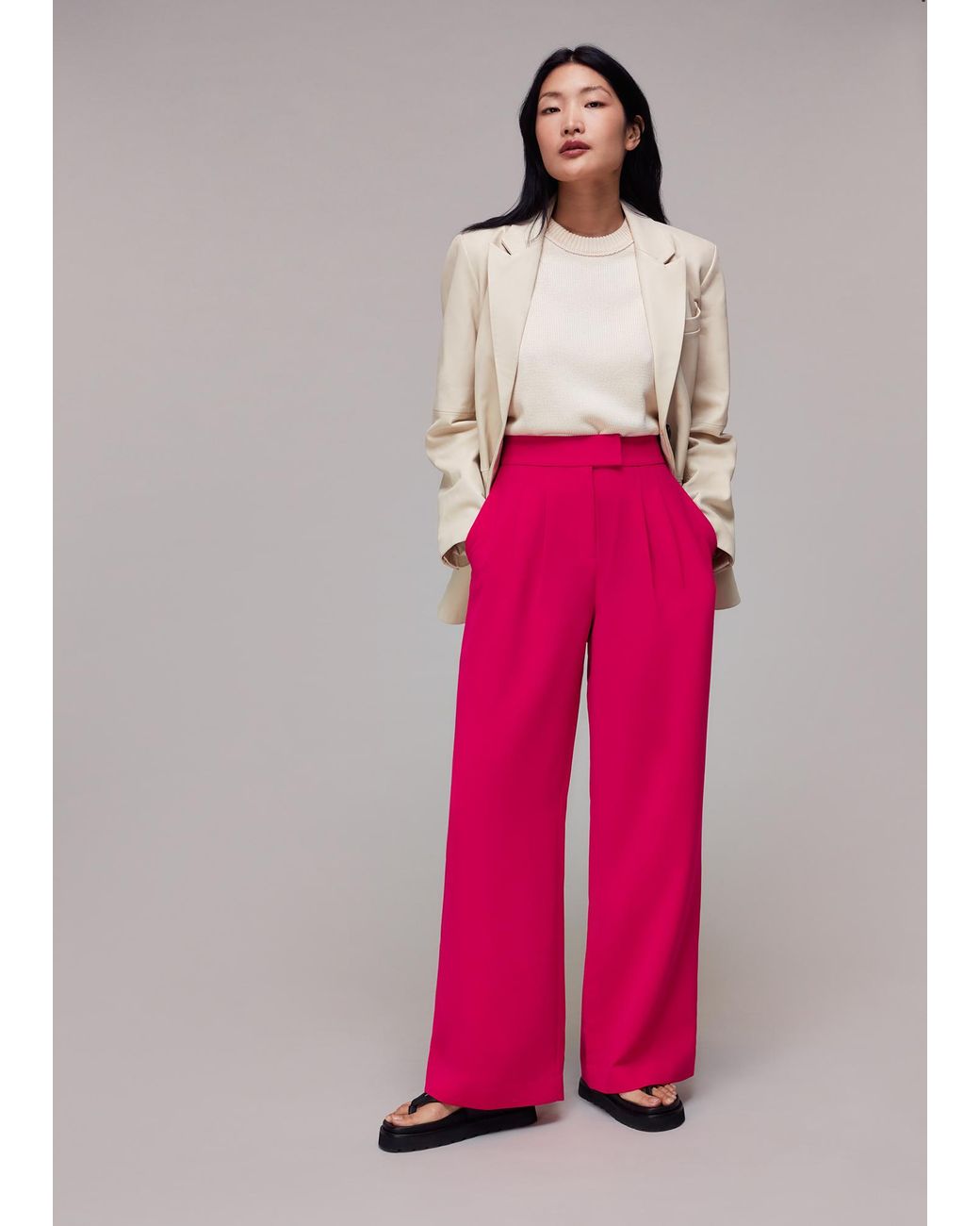 Whistles Pink Fran Pleat Front Trouser
