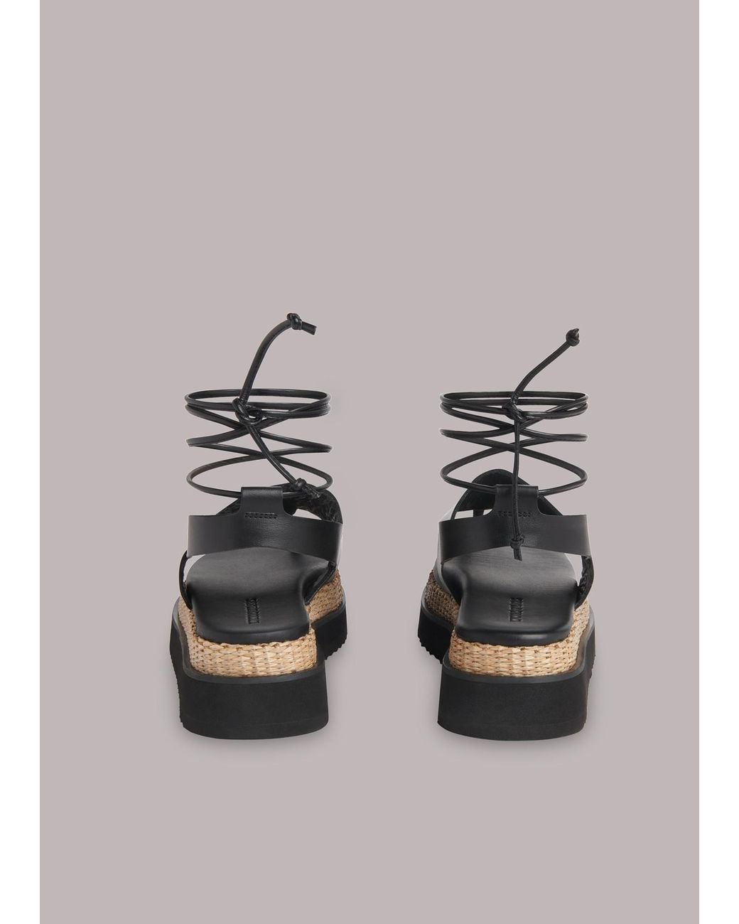Whistles Gray Lia Raffia Platform Sandal