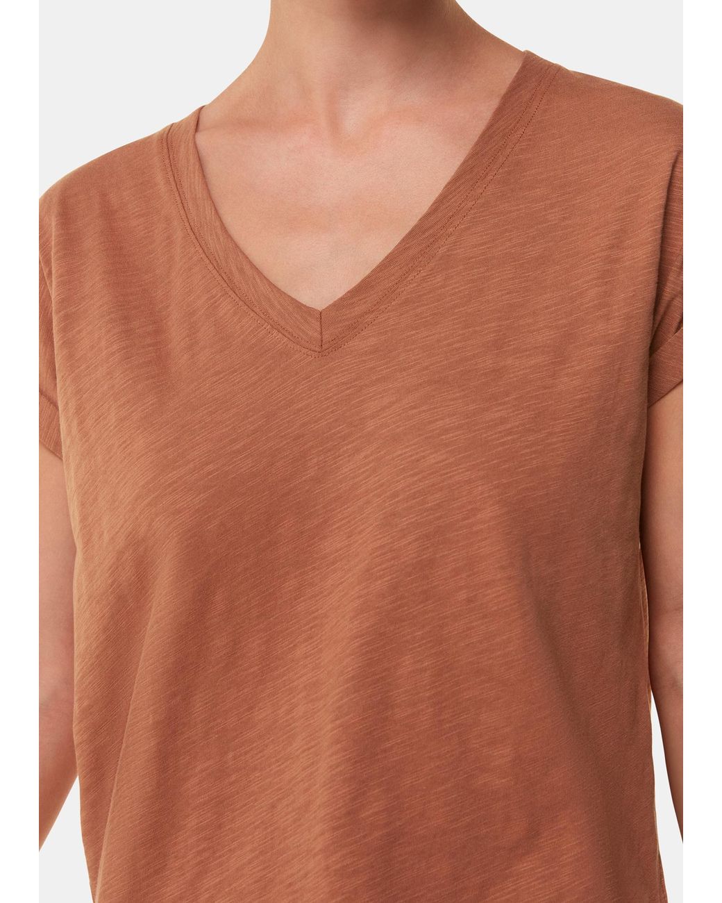 Whistles Natural Organic Cotton V-Neck Cap Tee