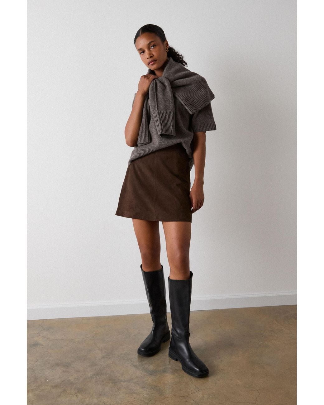Whistles Brown Wool Knitted Tee