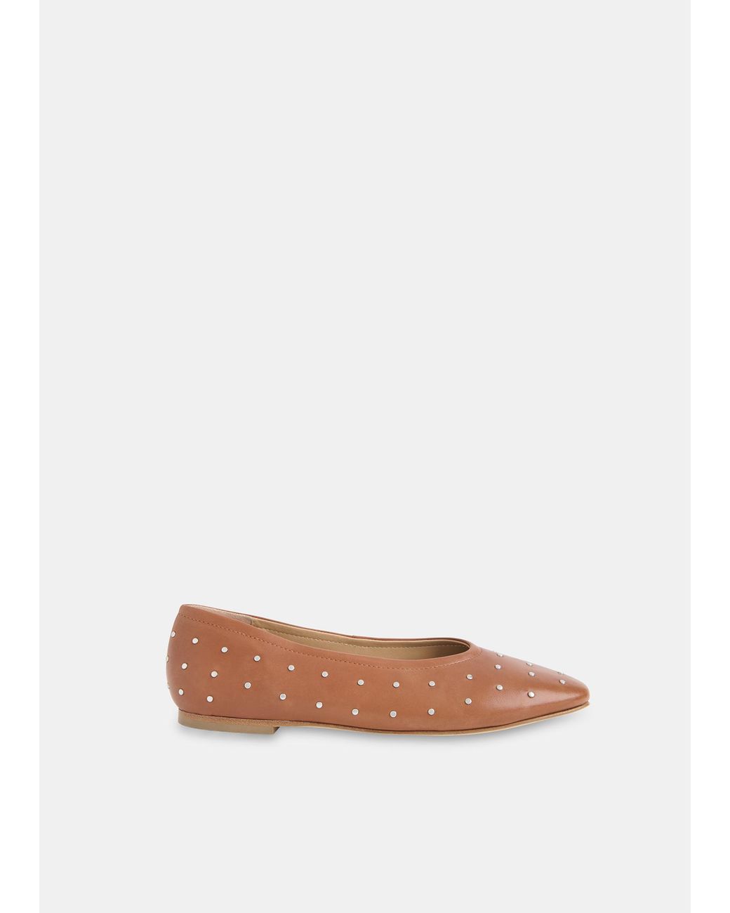 Whistles Blue Karina Studded Ballet Pump