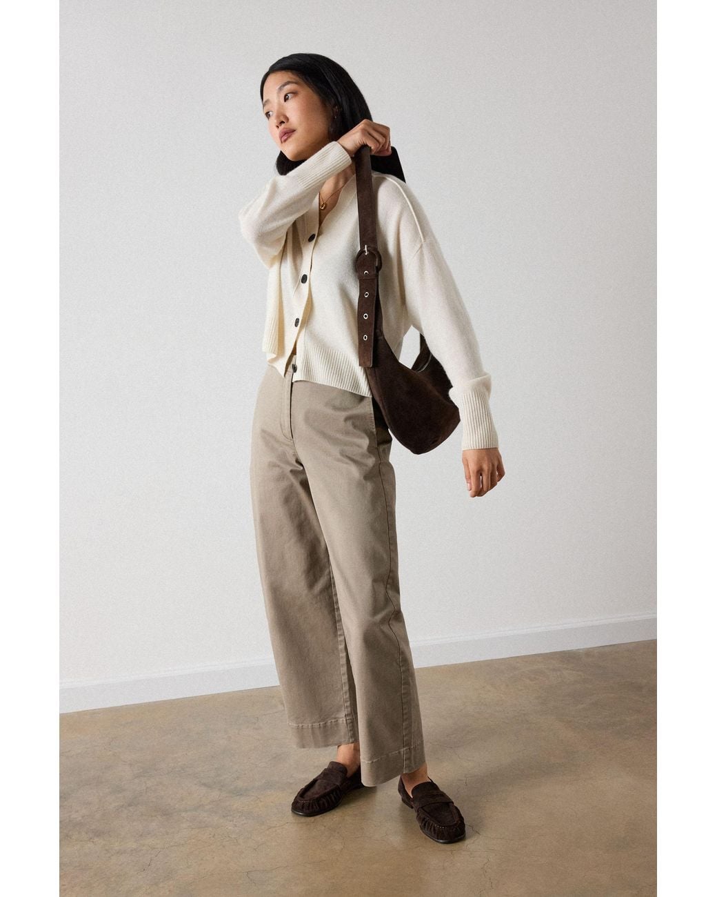Whistles Gray Cashmere Button Cardigan
