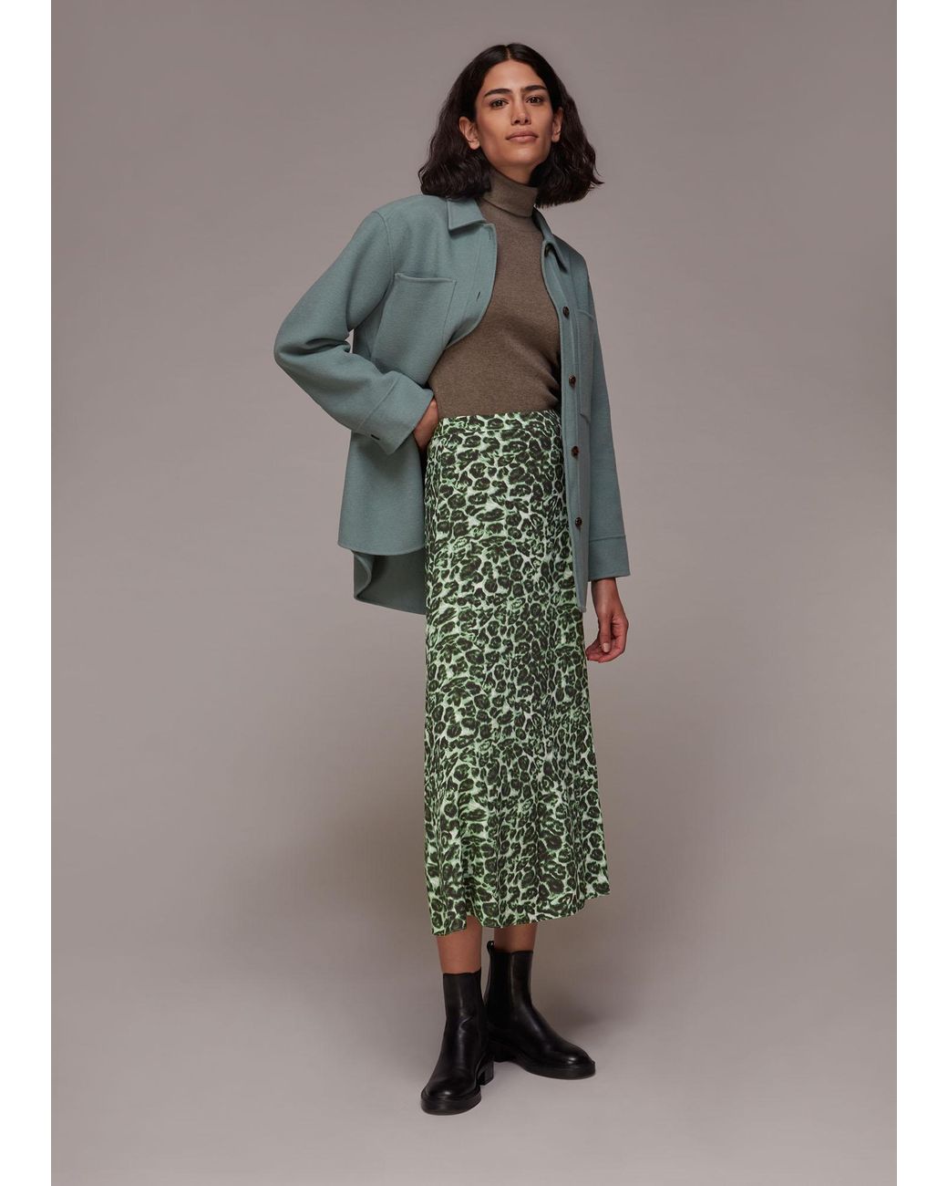 Whistles Gray Clouded Leopard Skirt