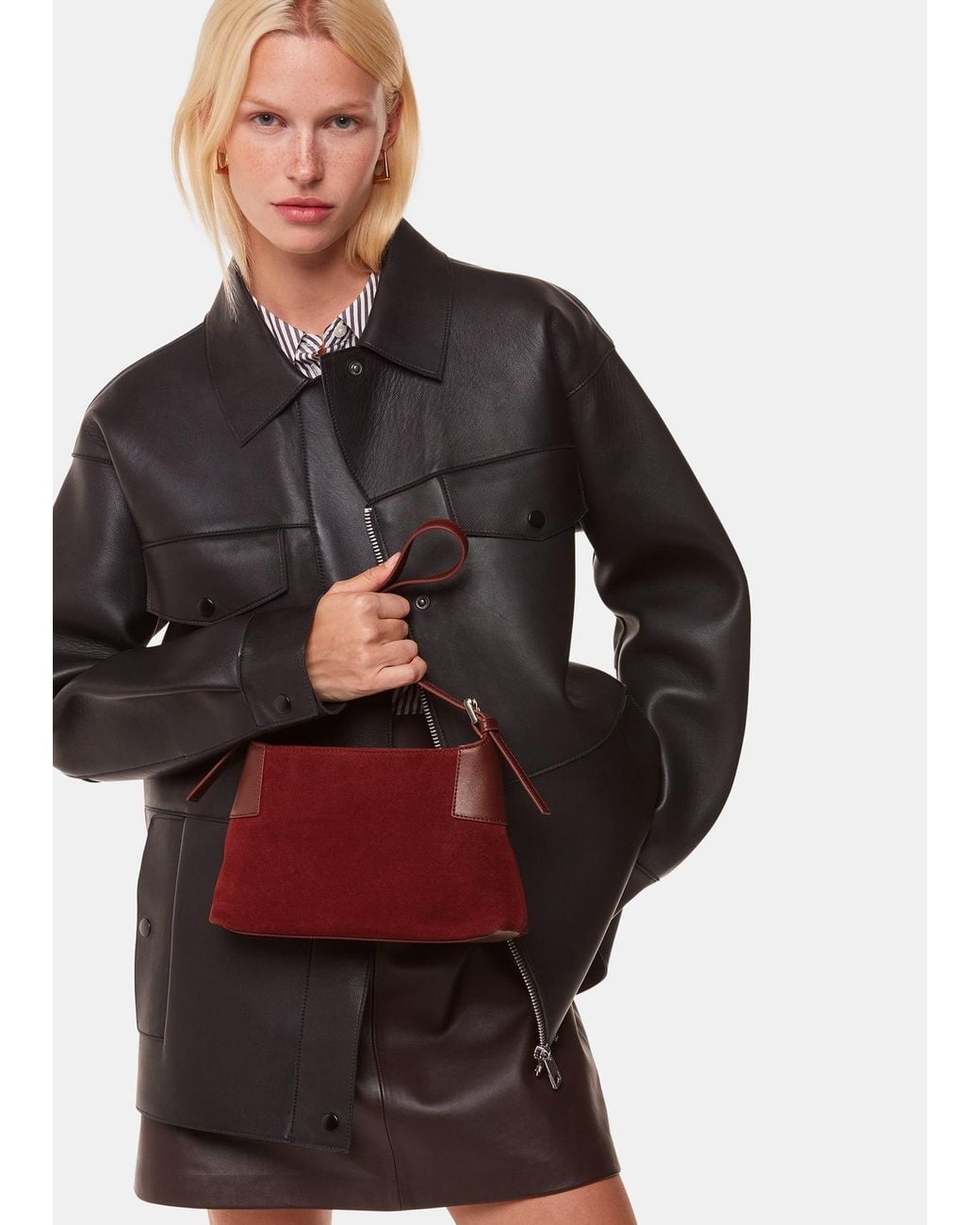 Whistles Red Paloma Small Suede Bag