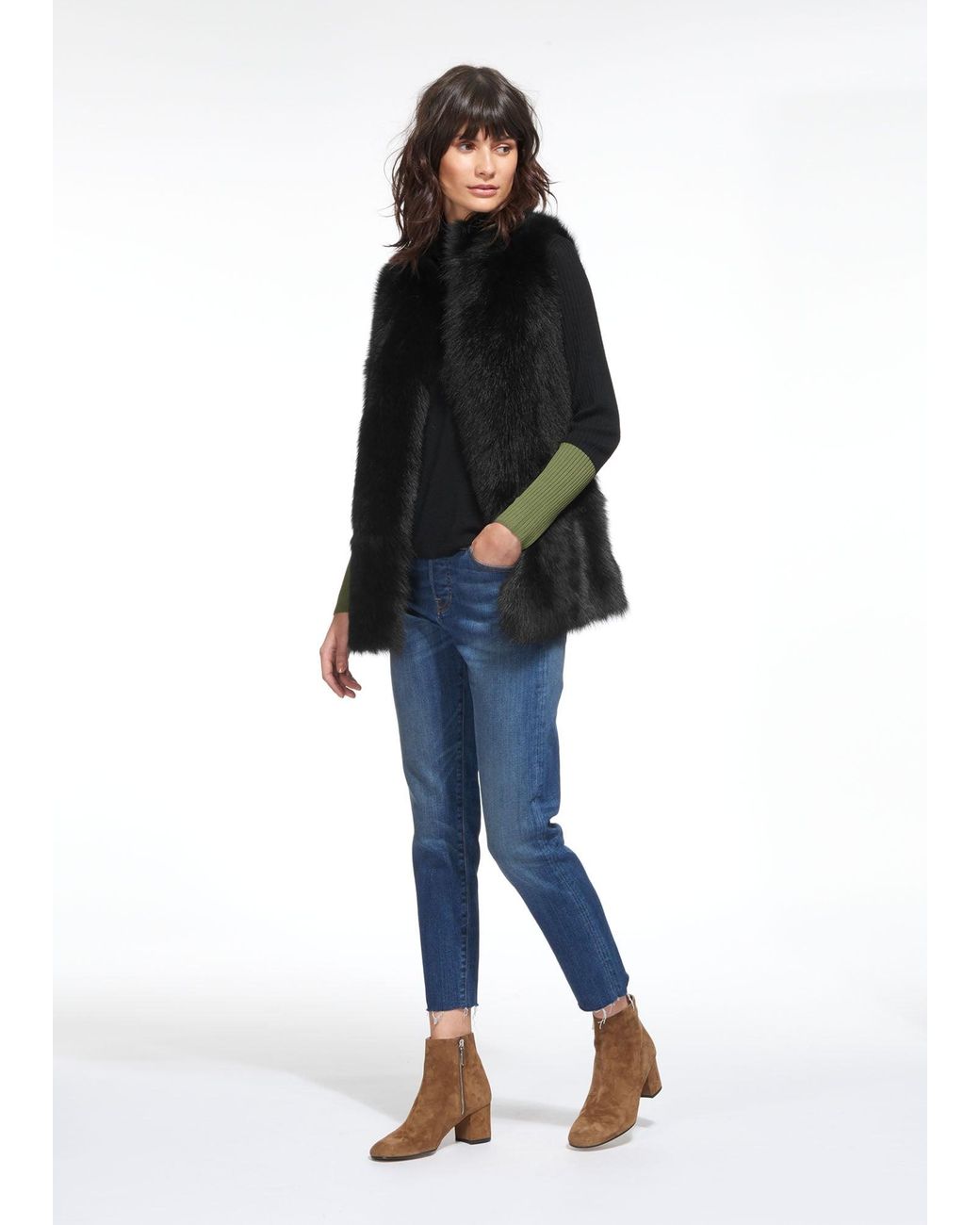 Whistles Blue Sheepskin Reversible Gilet