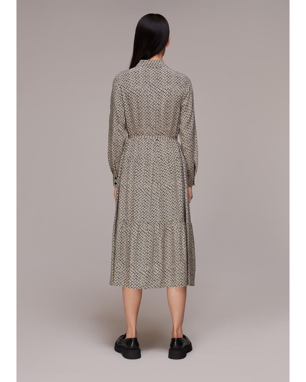 Whistles Brown Clover Print Shirt Dress