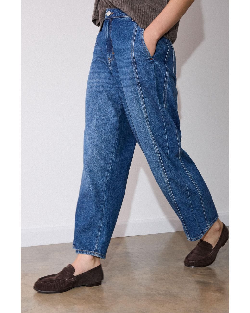 Whistles Blue Soft Suede Ruched Loafer
