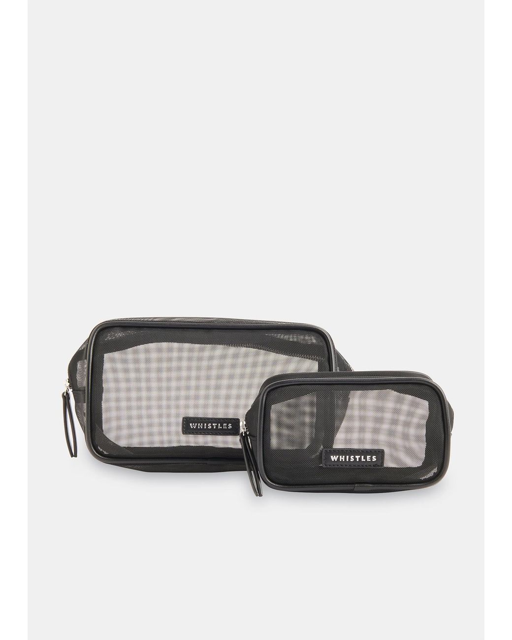 Whistles Gray Mesh Wash Bag Set