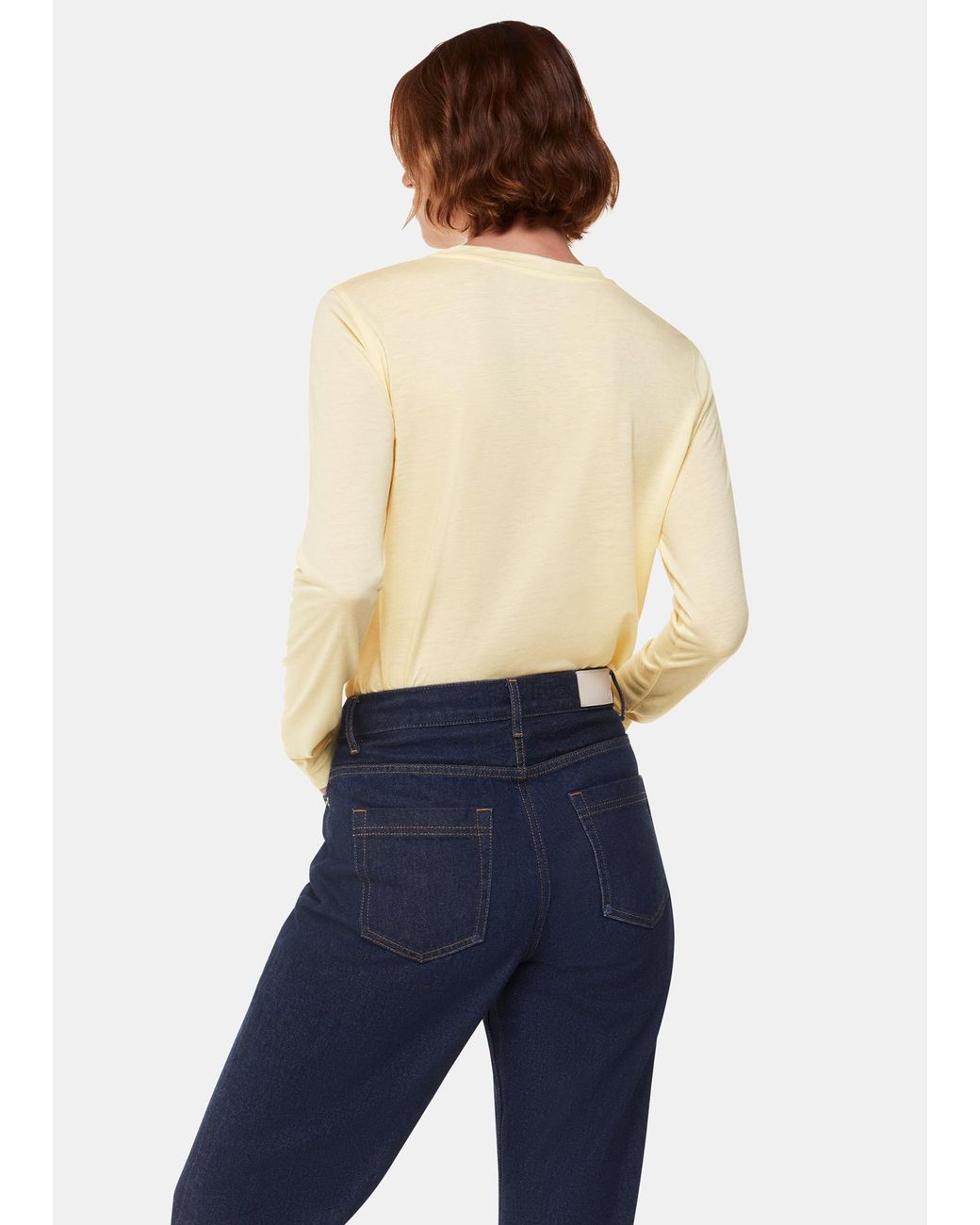 Whistles Blue Wool Blend Crew Neck Top