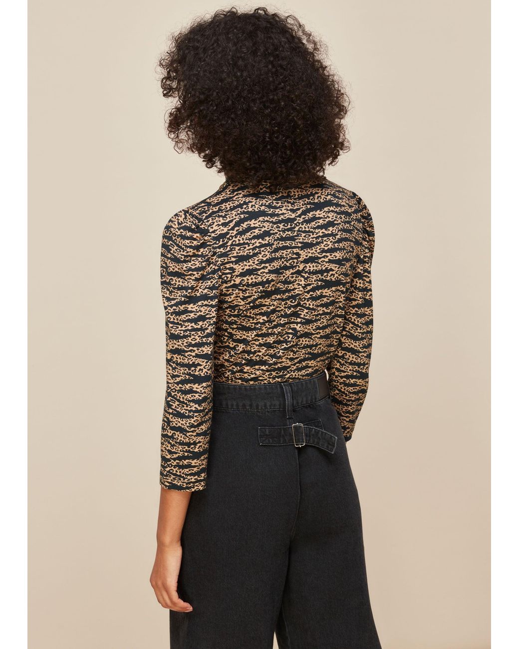 Whistles Brown Tiger Leopard Print High Neck