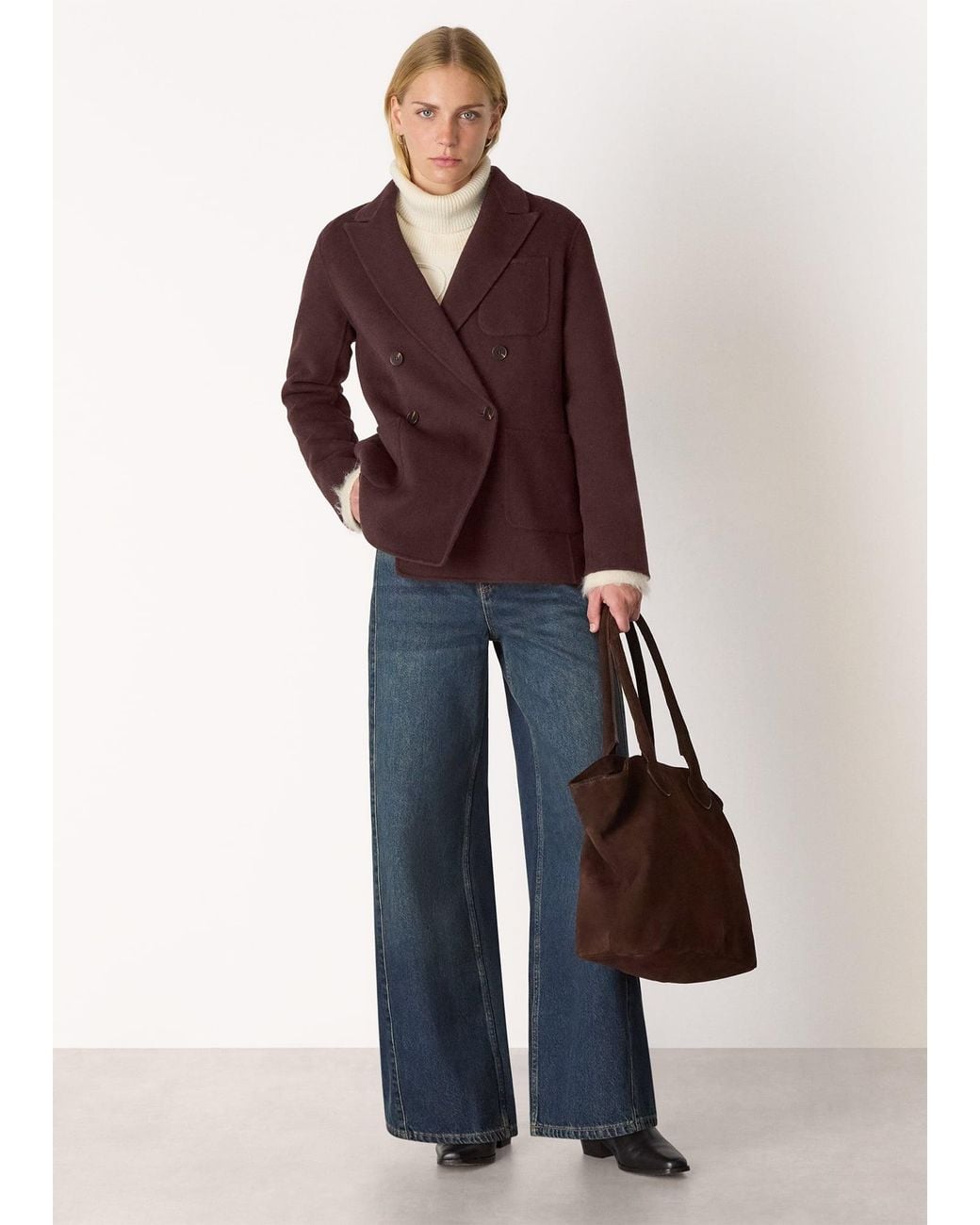 Whistles Blue Wool Blazer Coat