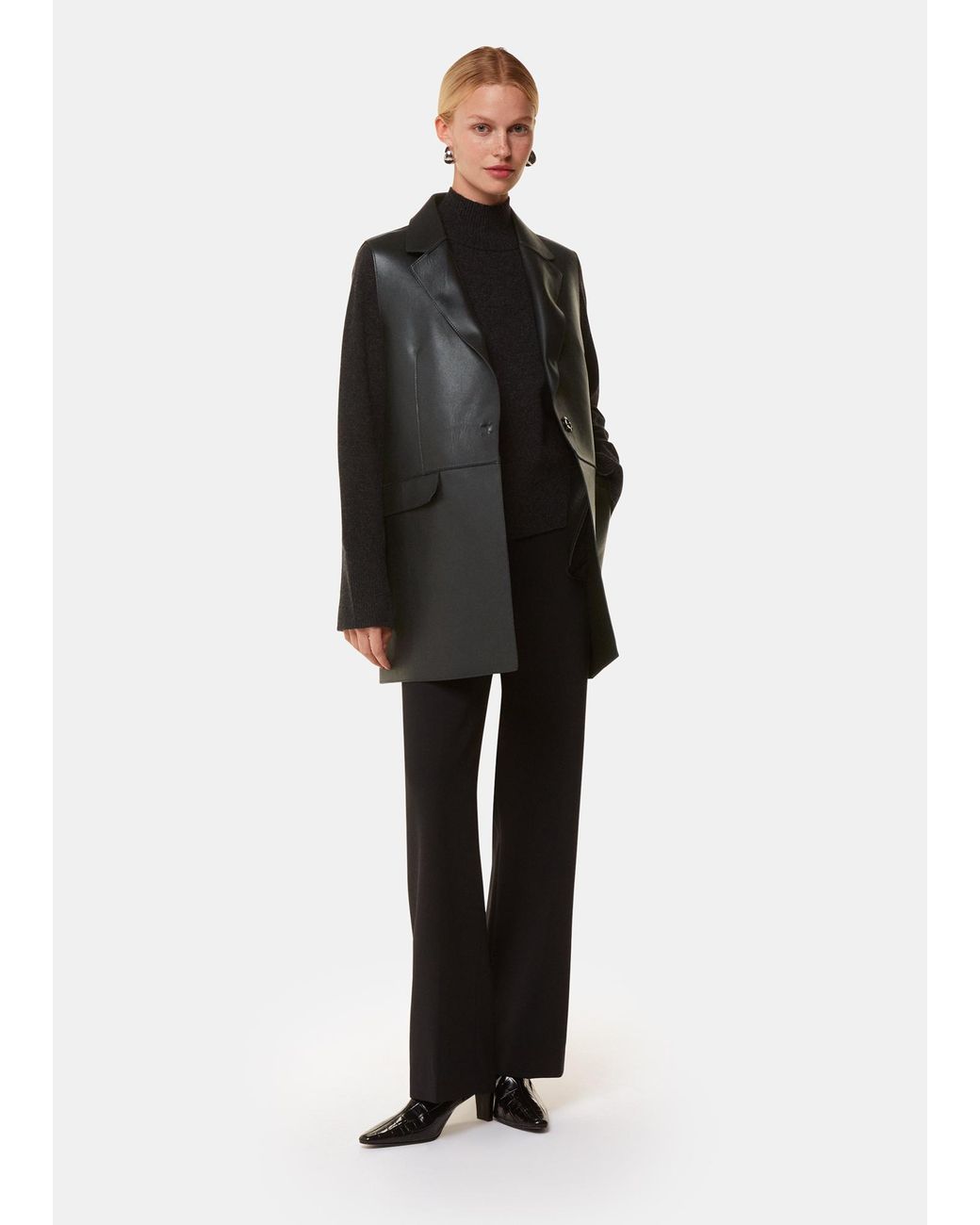 Whistles Black Sheep Leather Collared Waistcoat