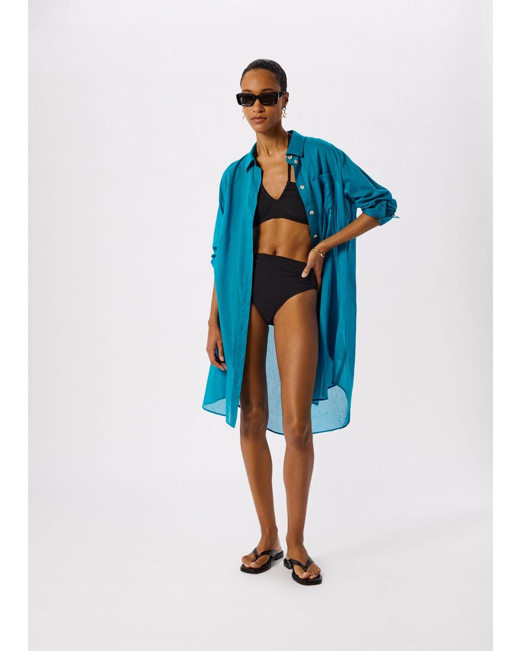 Whistles Blue Tie Front Beach Dress