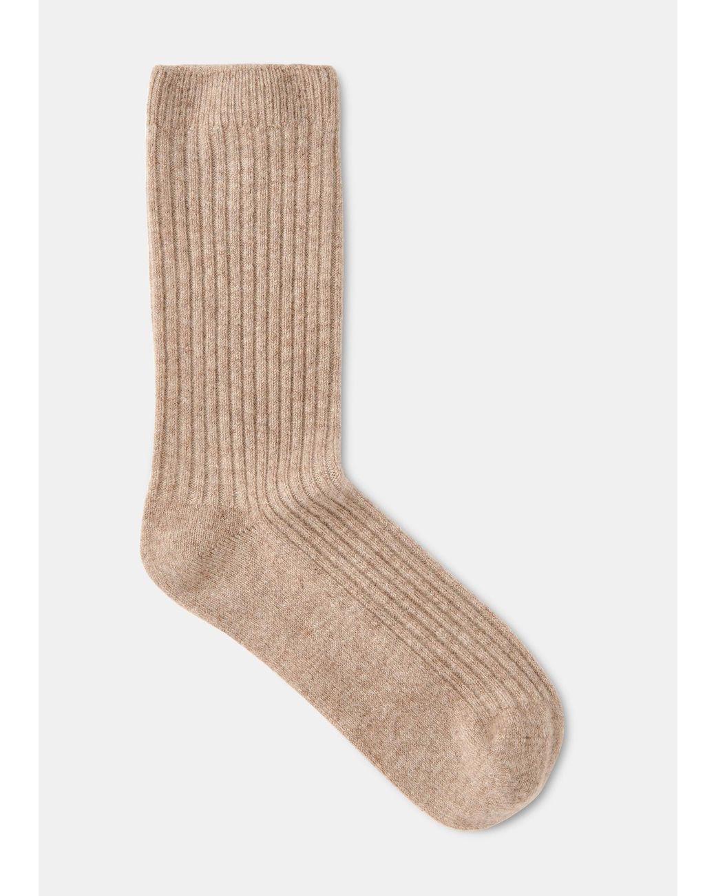 Whistles Natural Cashmere Ribbed Socks