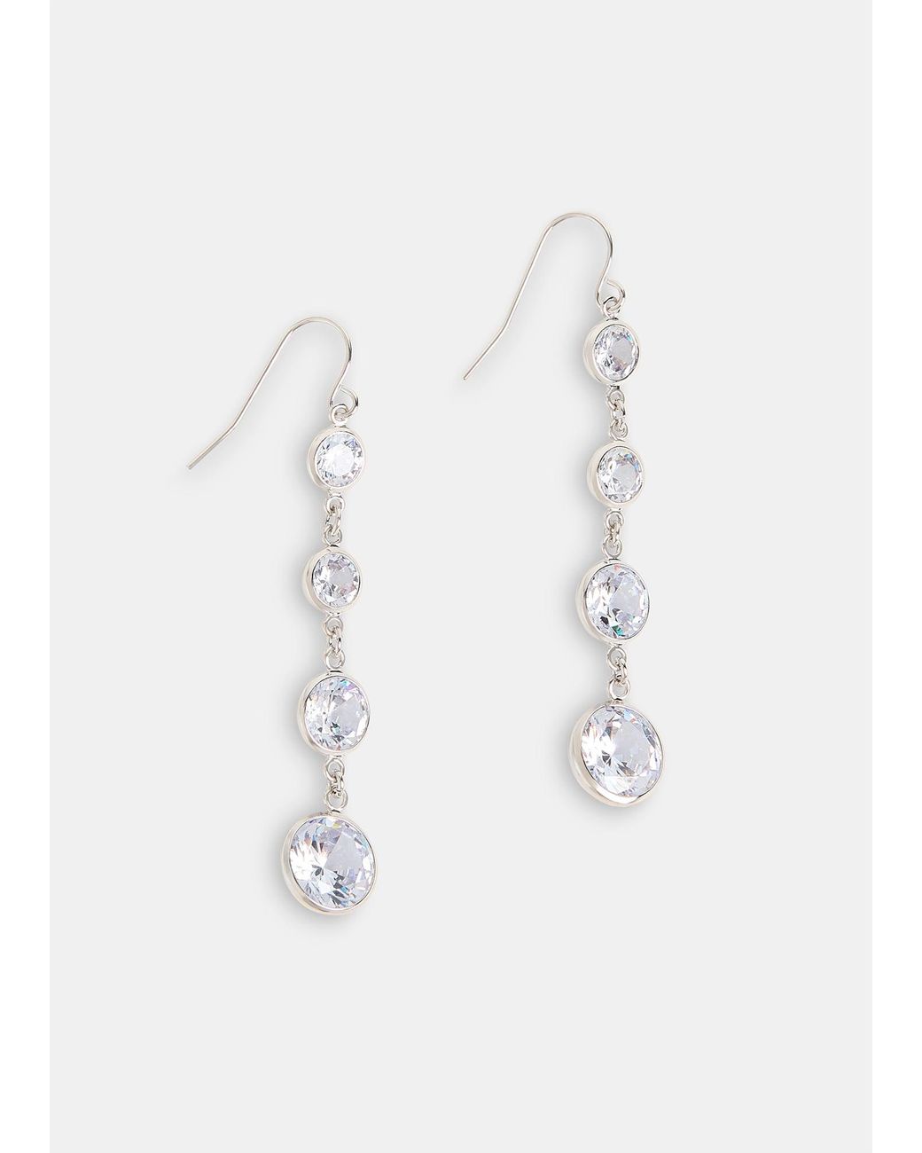 Whistles Metallic Clear Gem Drop Earring