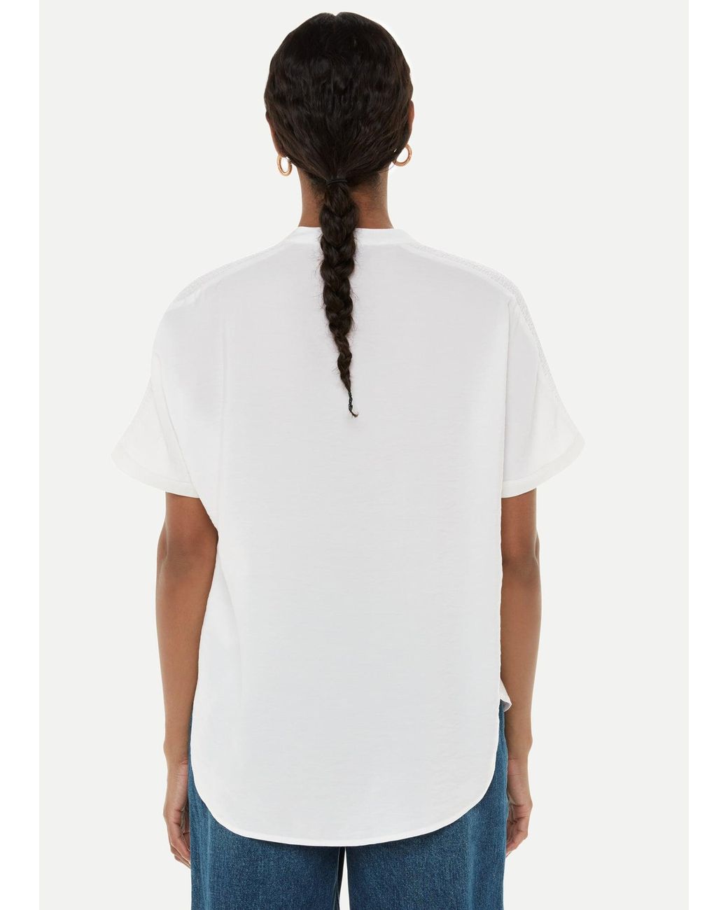 Whistles Blue Maisie Shirred Sleeve Blouse
