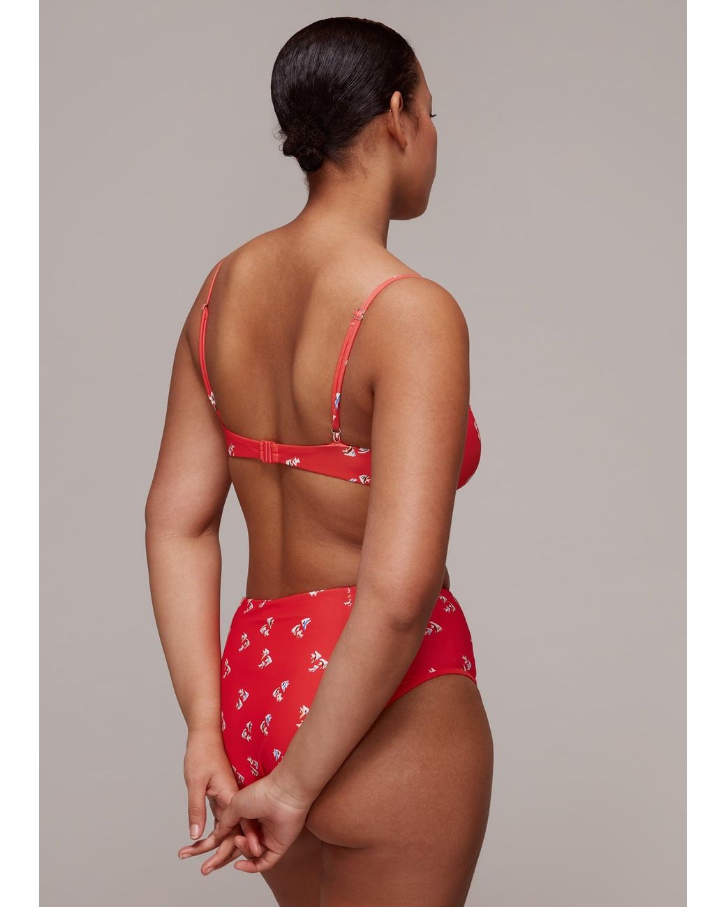 Whistles Red Fish Printed Bikini Top