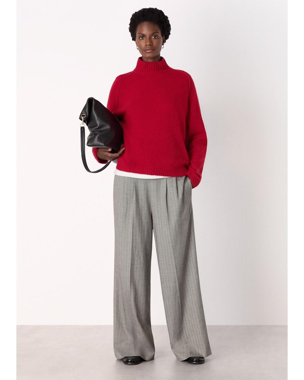 Whistles Red Wool Mix Split Funnel Knit