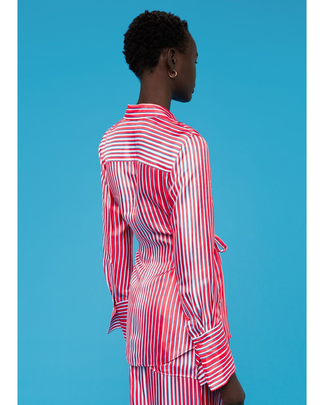 Whistles Blue Tangle Stripe Silk Mix Shirt