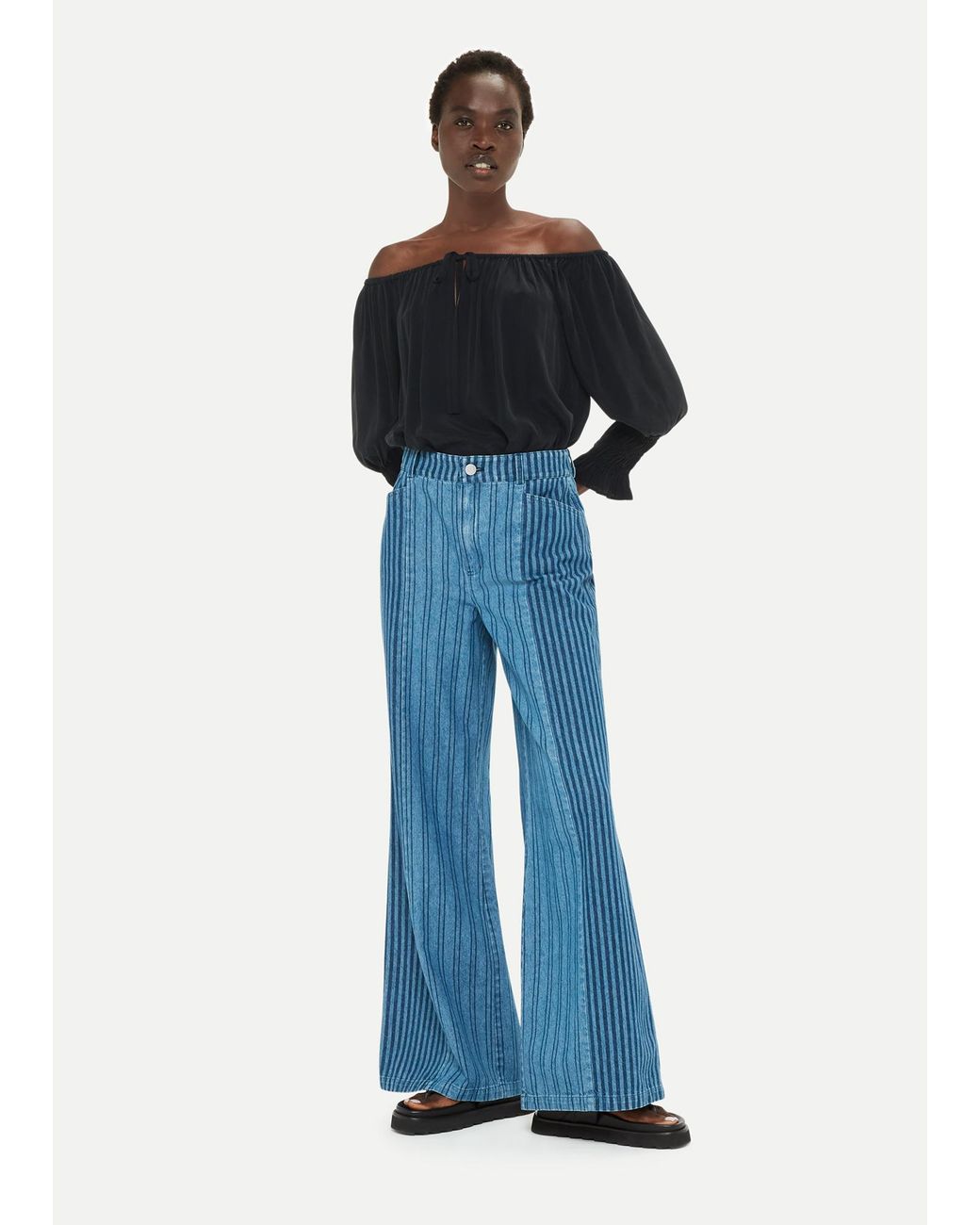 Whistles Blue Winoa Off Shoulder Top