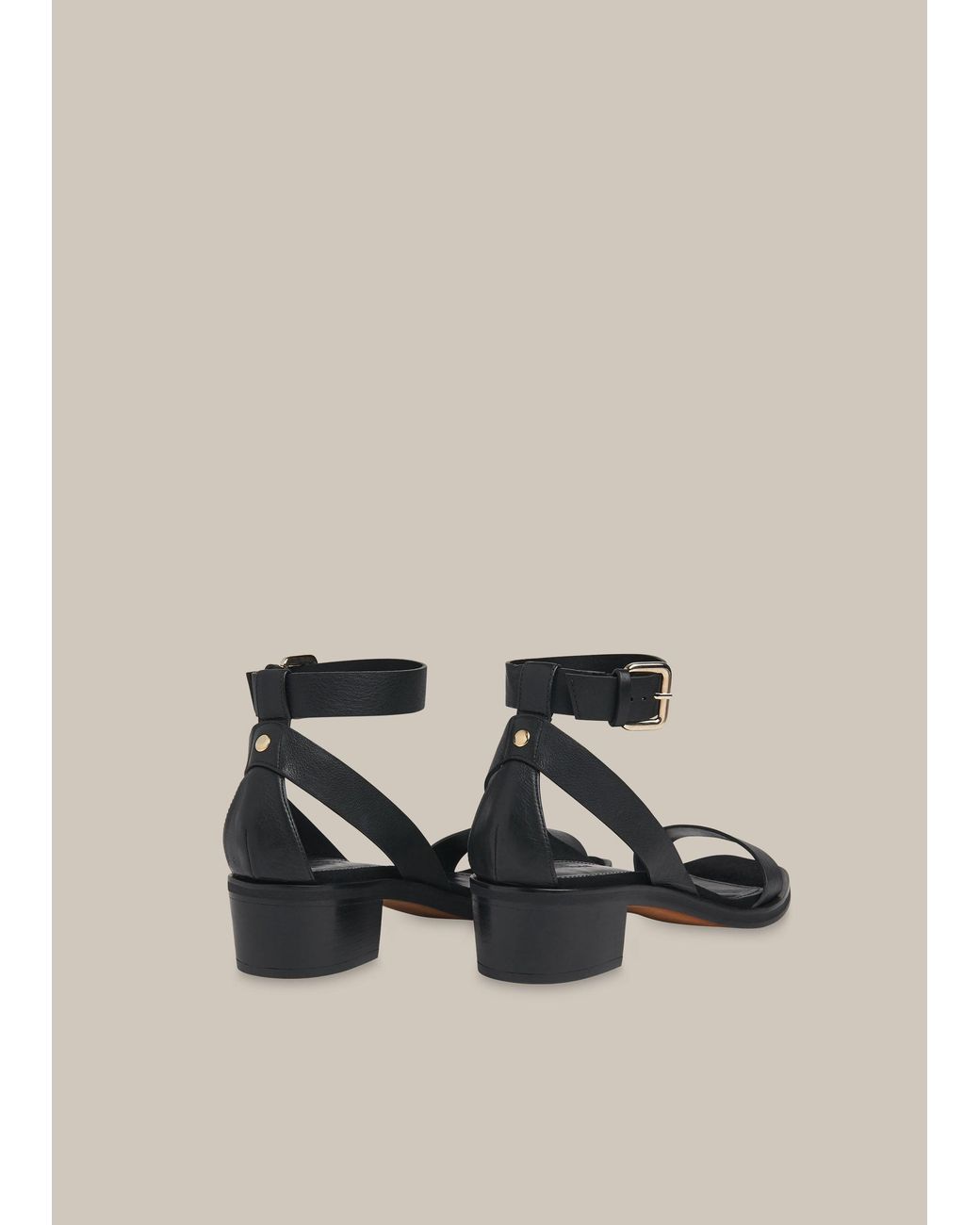 Whistles Natural Campbell Mid Block Sandal