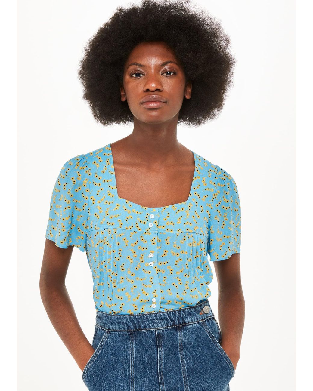 Whistles Blue Floral Crescent Top