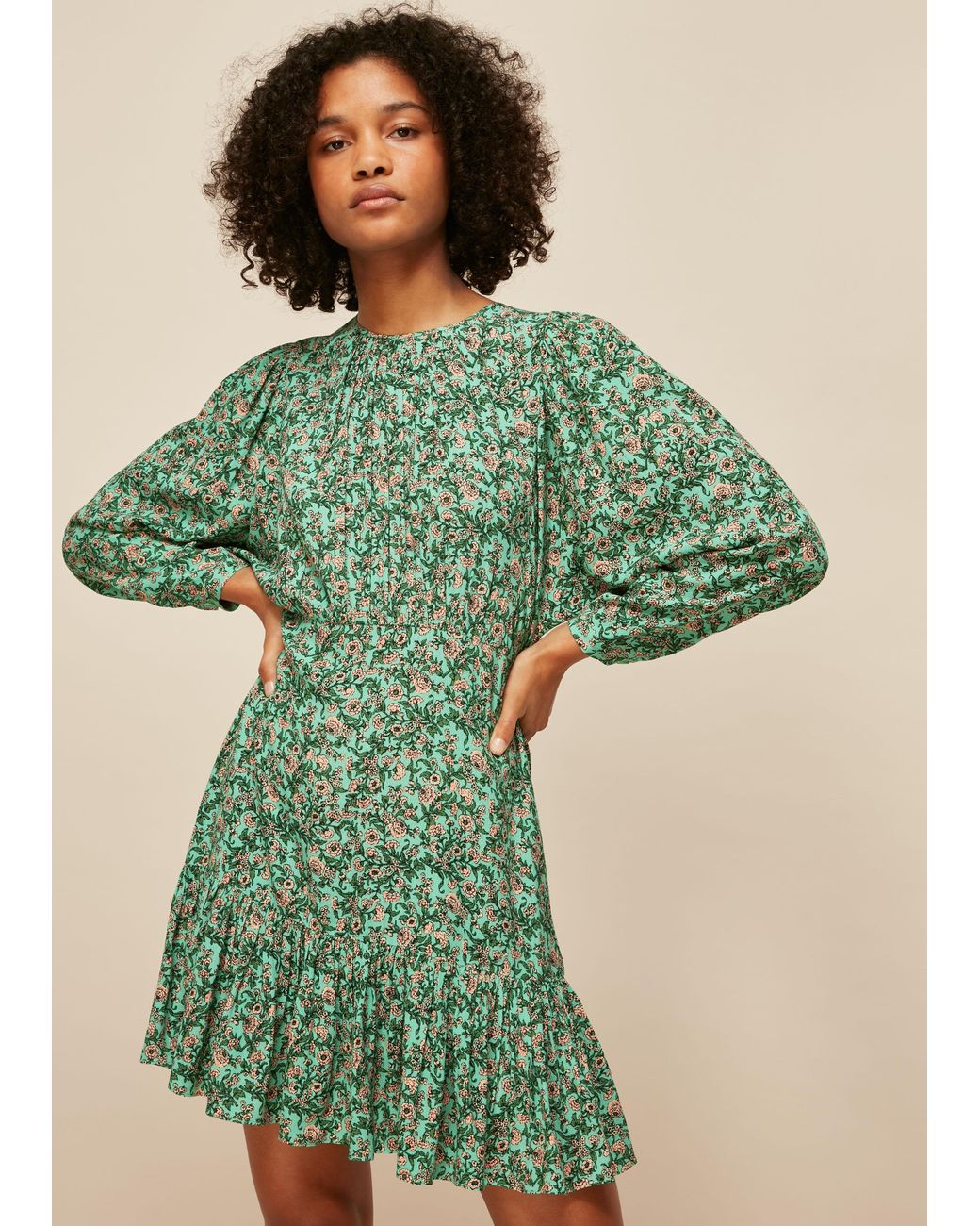 Whistles Green Heath Floral Print Dress