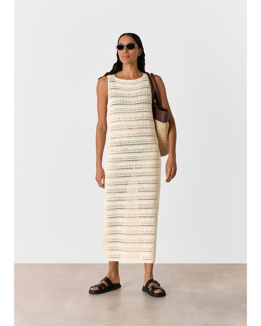 Whistles White Long Crochet Beach Dress