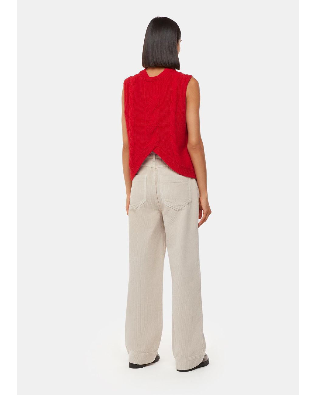 Whistles Red Wide Leg Cotton Corduroy Jeans