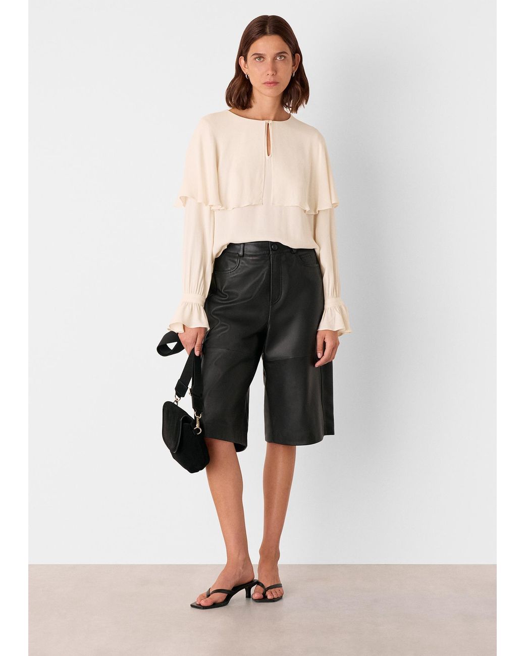 Whistles Natural Cape Detail Crepe Blouse