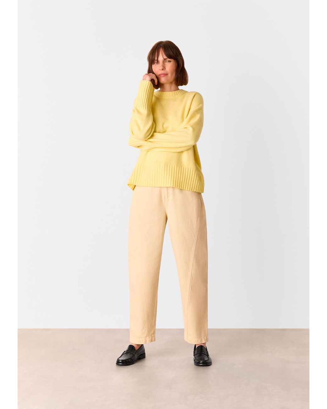 Whistles Yellow Wool Ribbed Cuff Knit