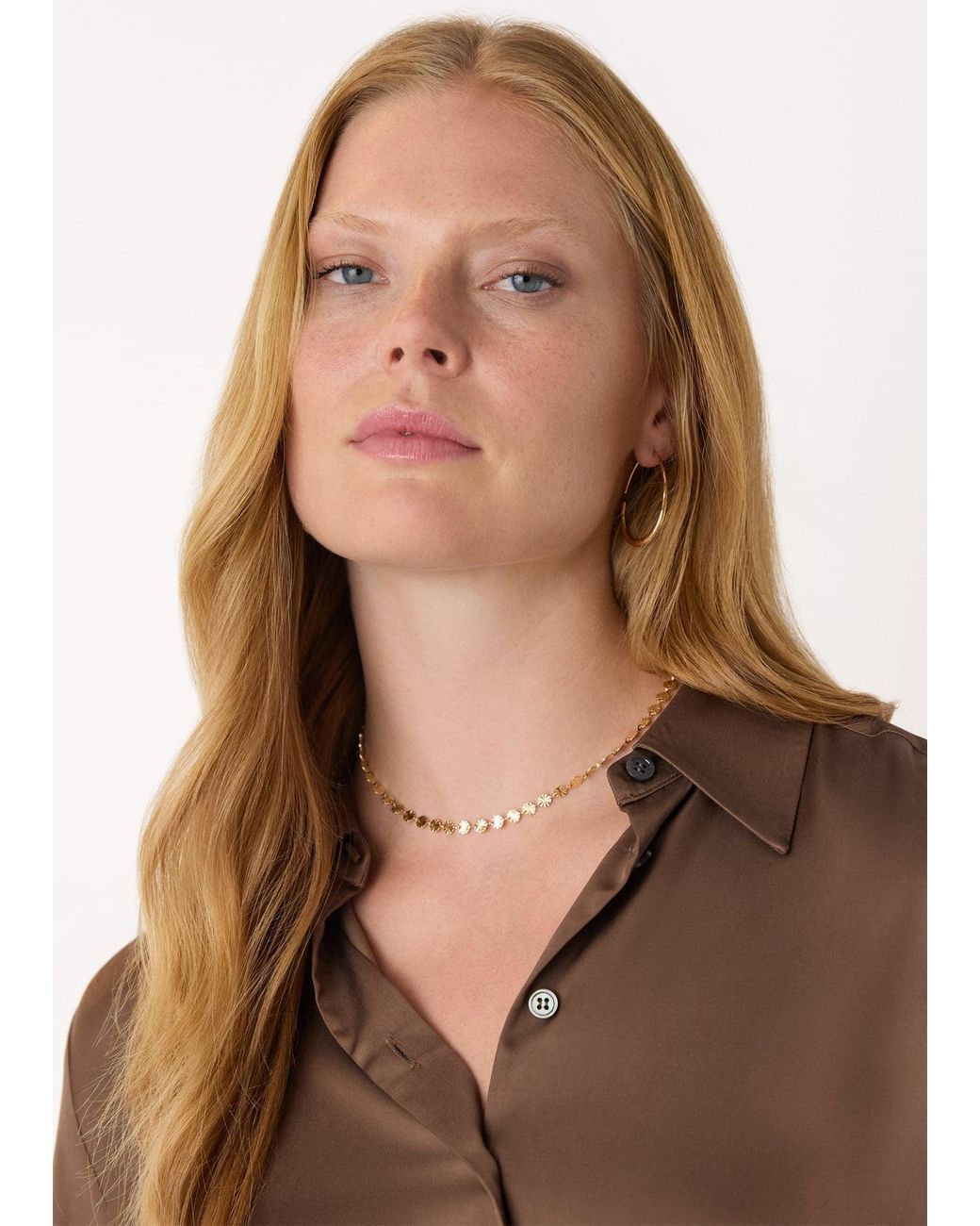 Whistles White Textured Circle Chain Necklace