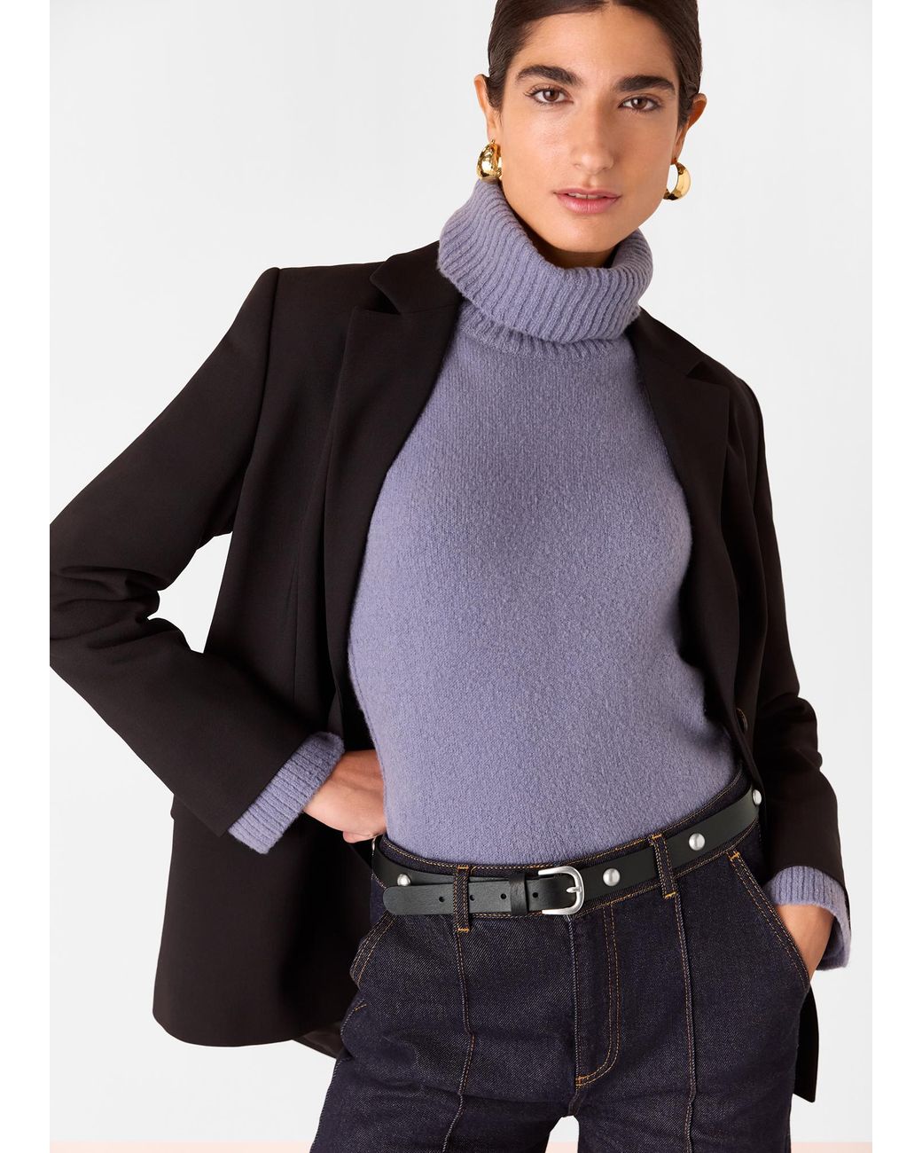 Whistles Gray Studded Belt