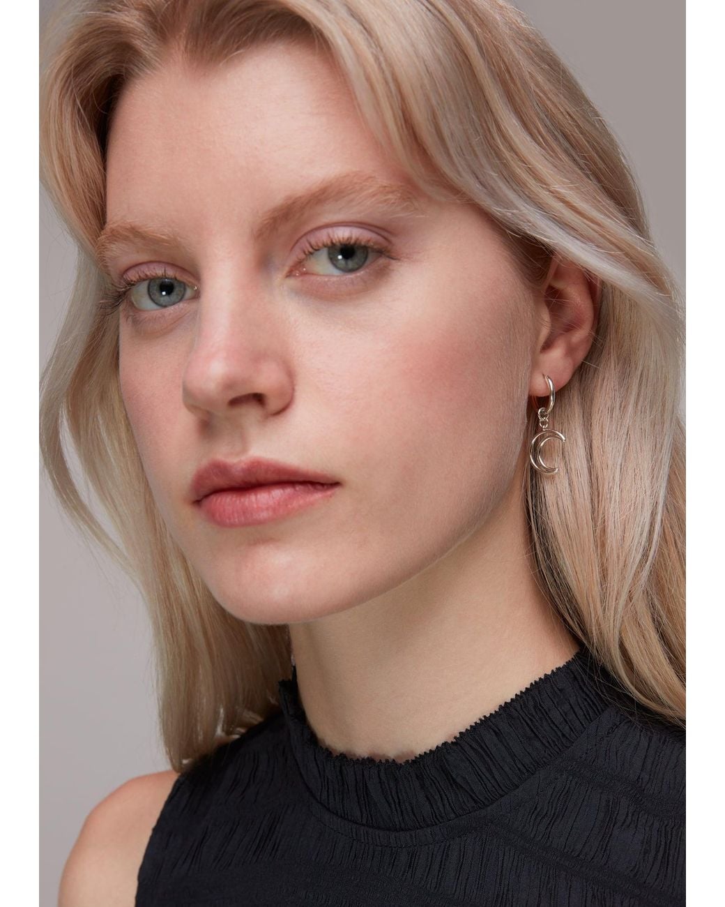 Whistles Natural Moon Outline Hoop