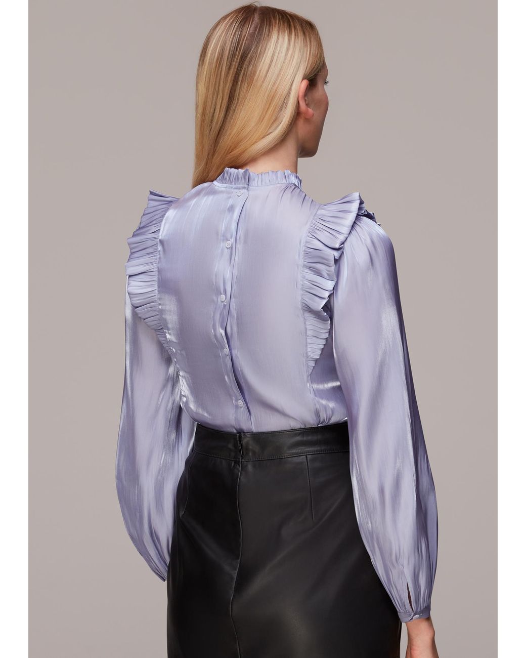 Whistles Purple Diana Iridescent Frill Top