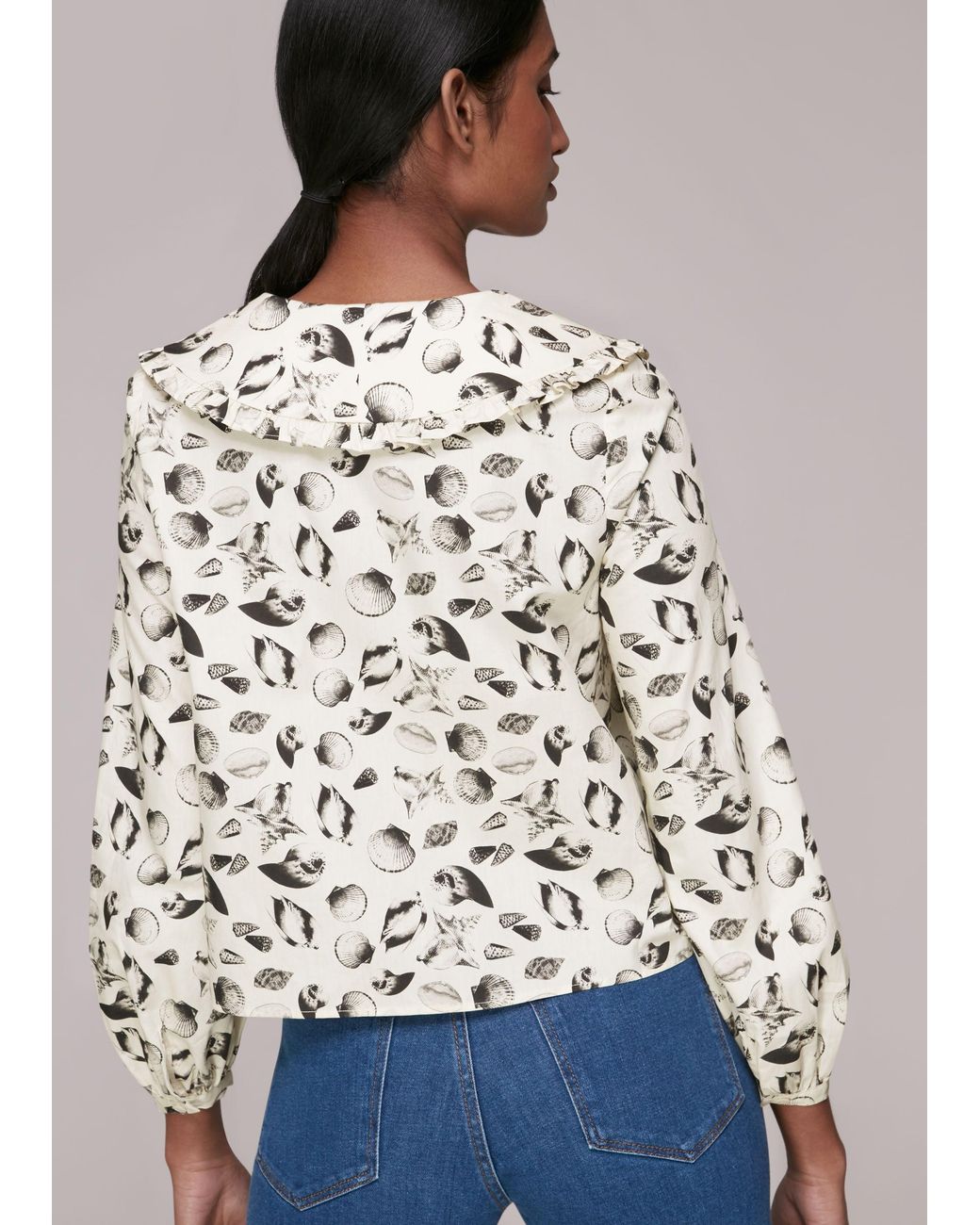 Whistles Multicolor Sea Shell Print Collar Top
