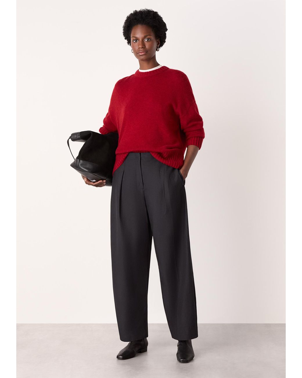 Whistles Red Pleat Front Barrel Trouser