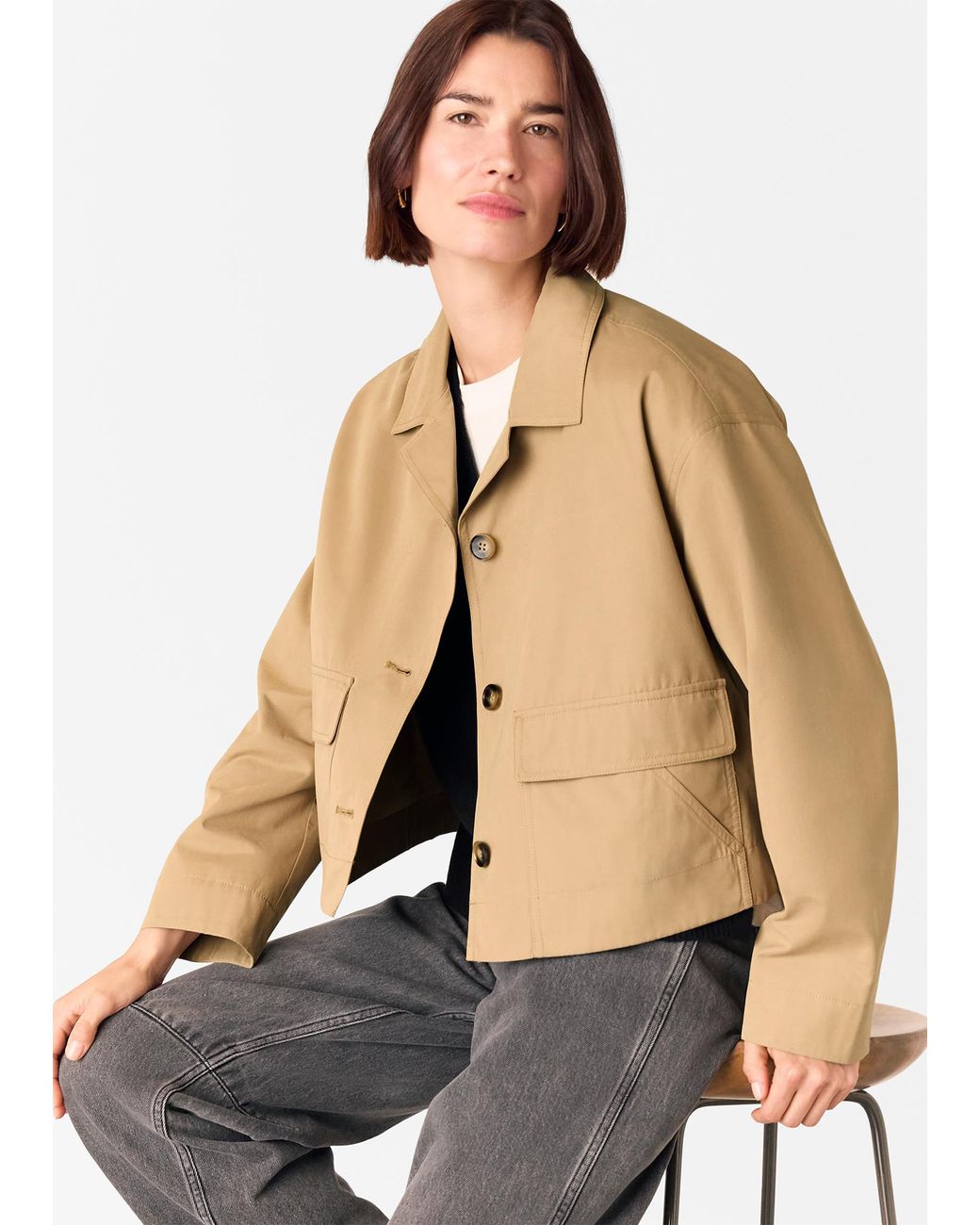 Whistles Natural Short Cotton Trench Jacket