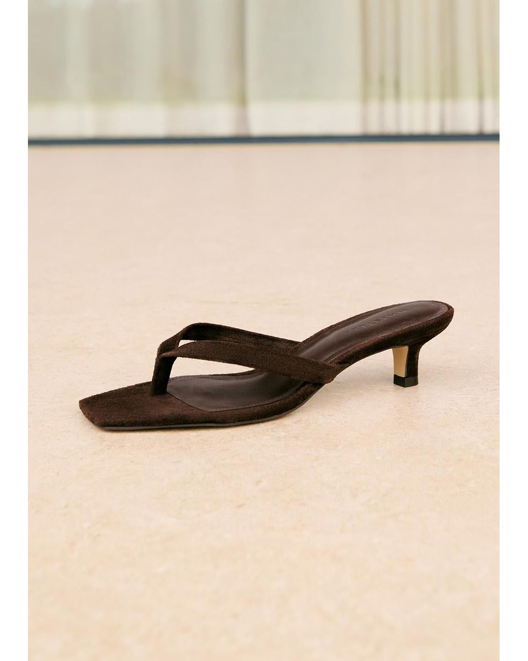 Whistles Natural Suede Toe Post Heeled Mule