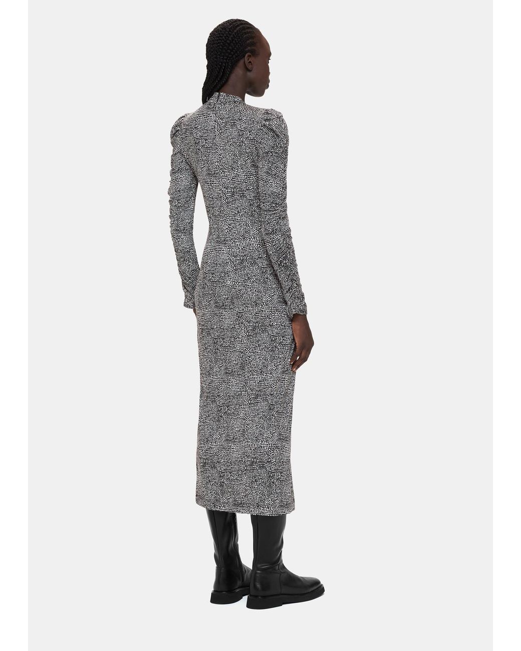 Whistles Gray Pebble Spot Jersey Dress