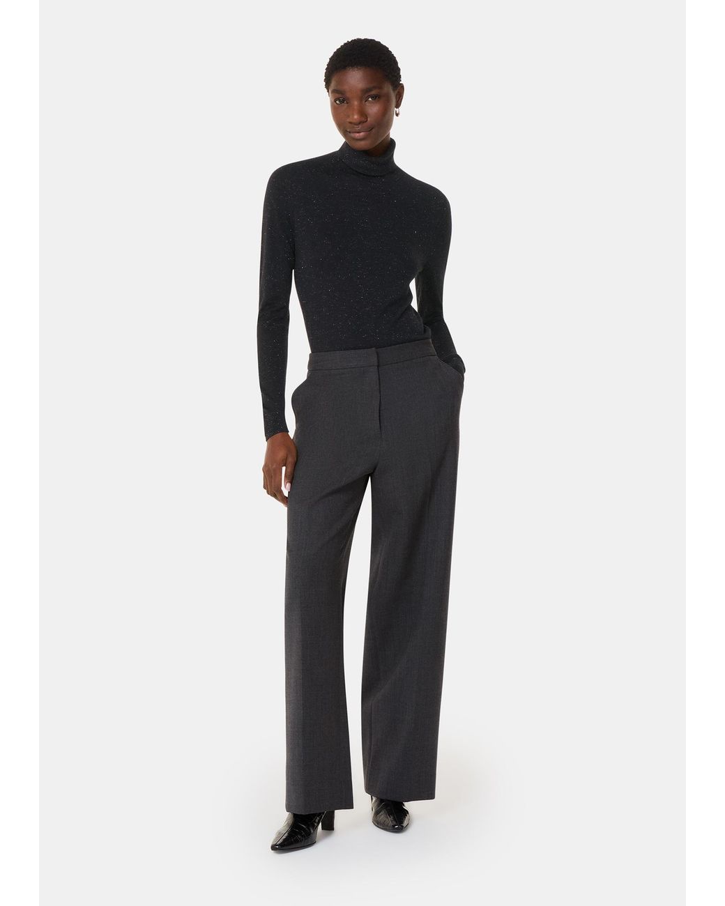 Whistles Black Annie Sparkle Roll Neck
