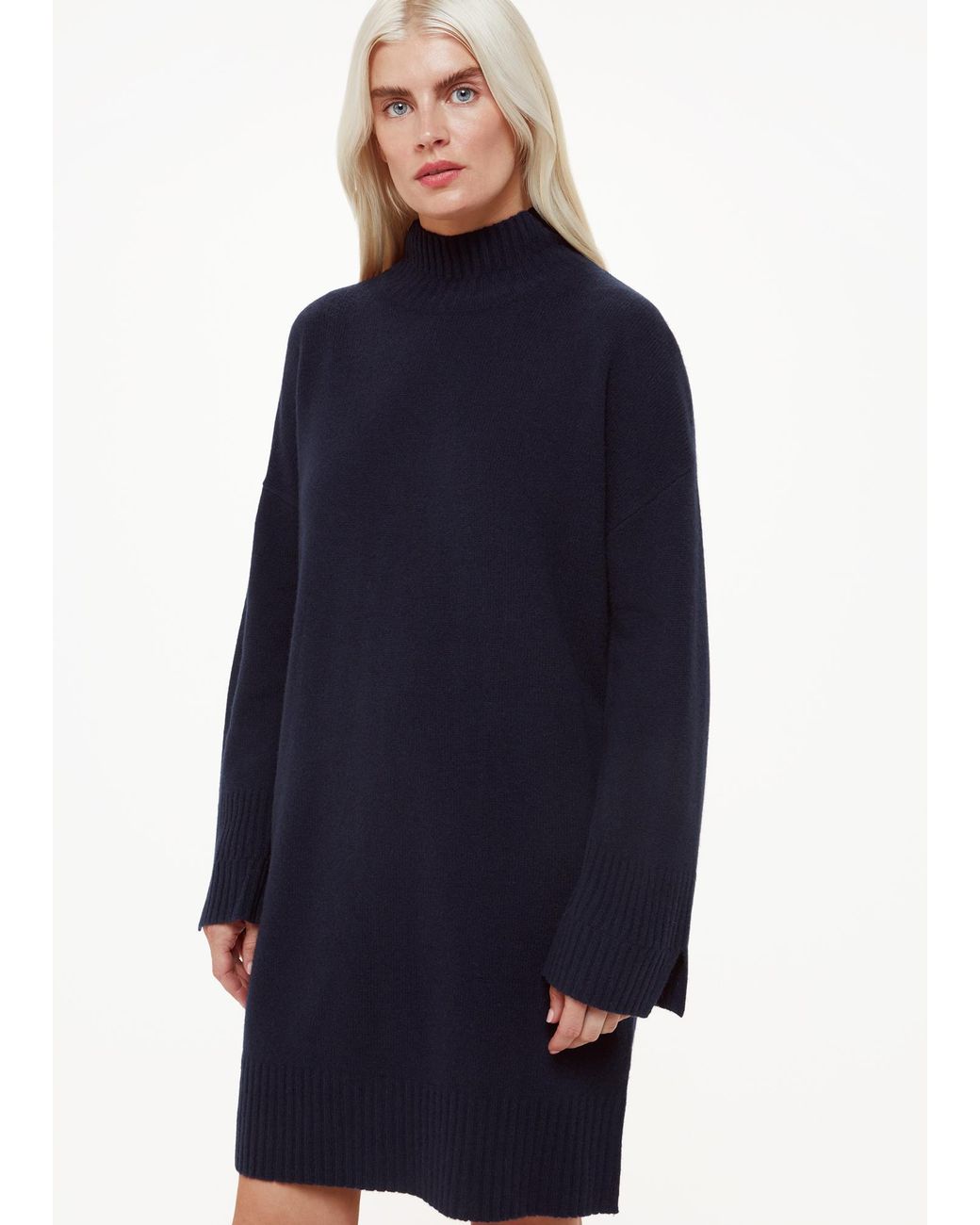 Whistles Blue Petite Amelia Wool Knitted Dress