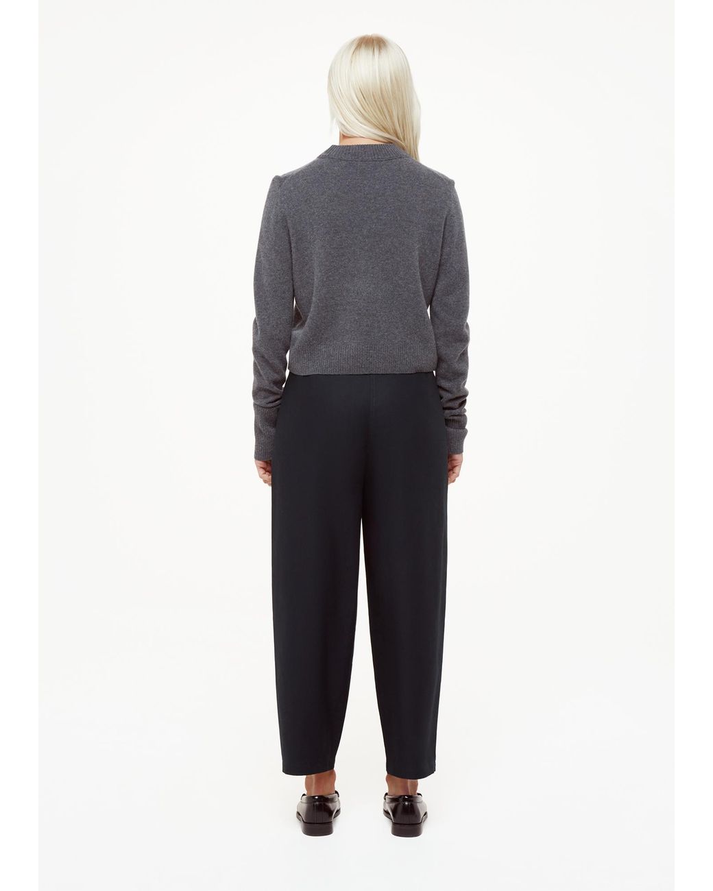 Whistles Blue Petite Carla Barrel Cotton Trouser