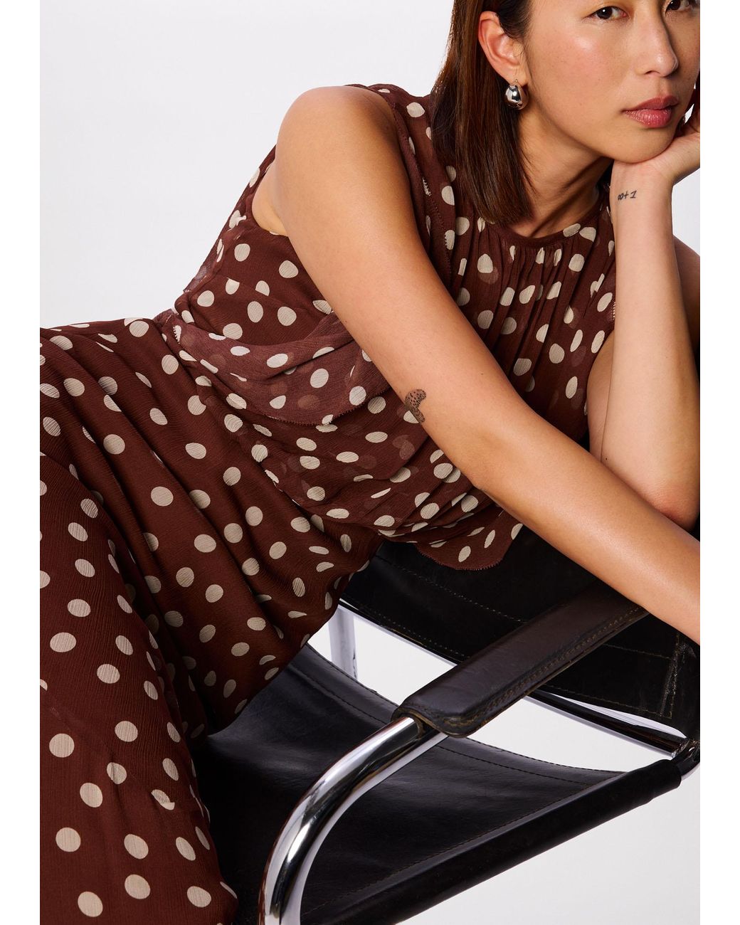 Whistles Red Petite Polka Dot Print Midi Dress