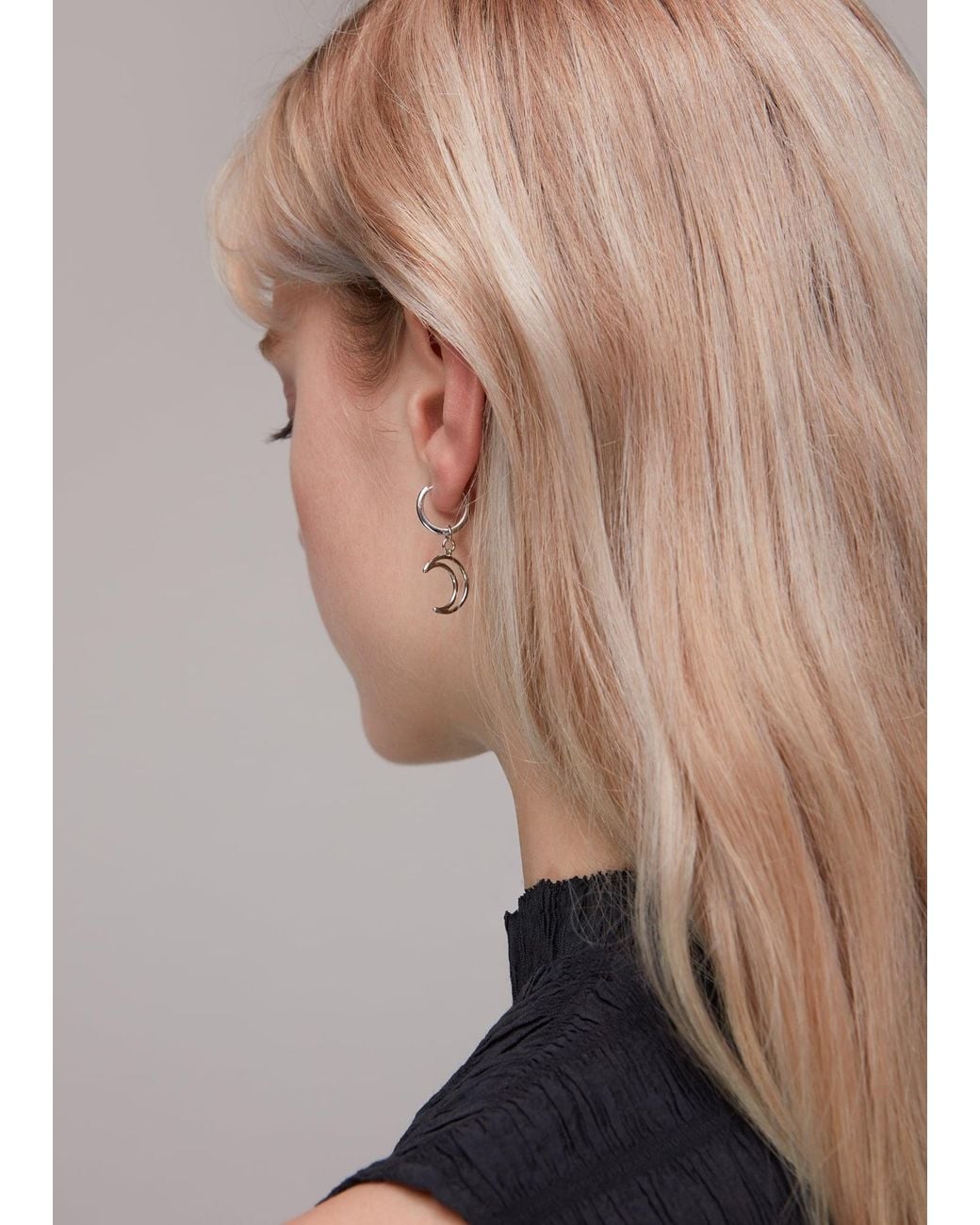 Whistles Natural Moon Outline Hoop