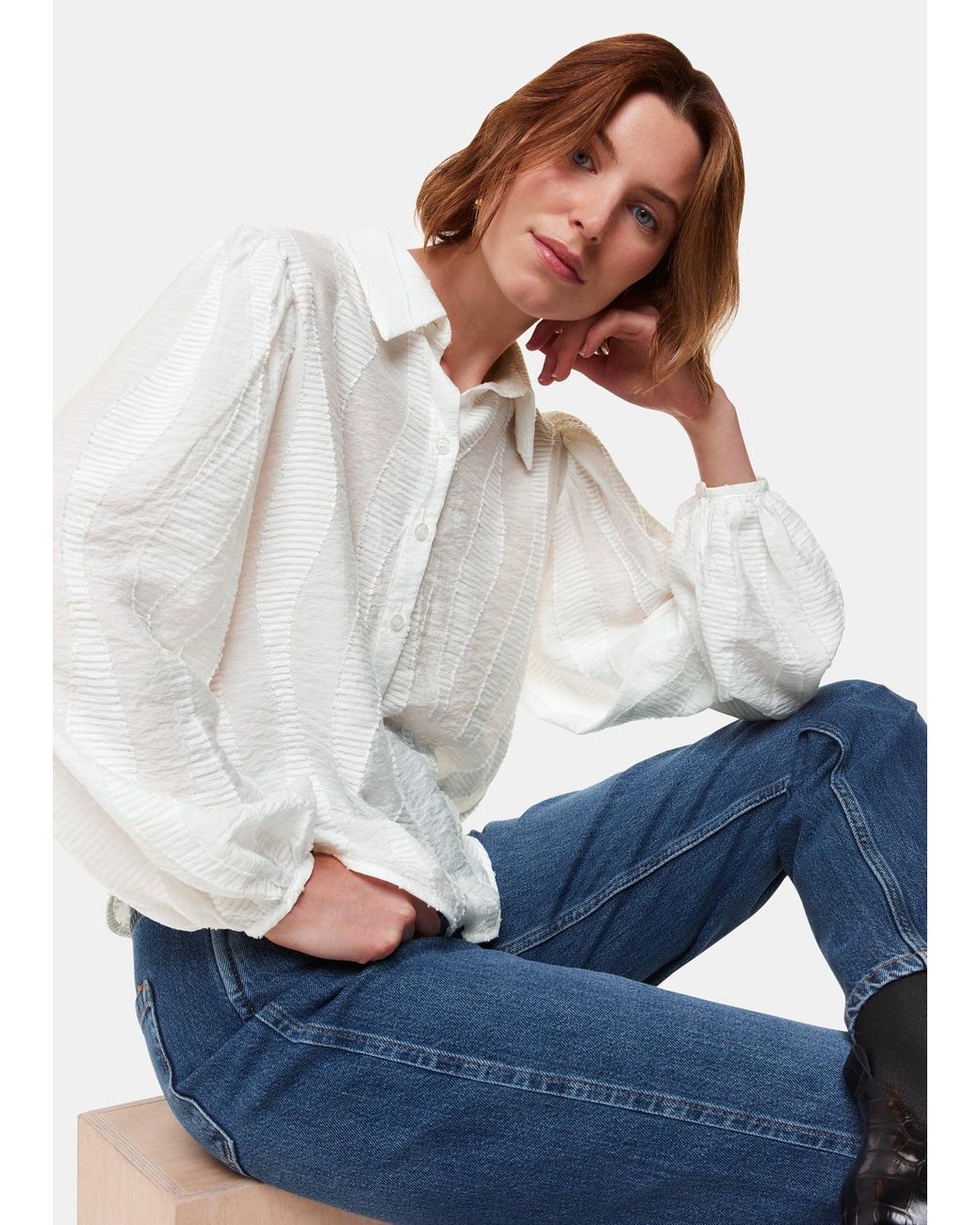 Whistles White Hannah Textured Shirt